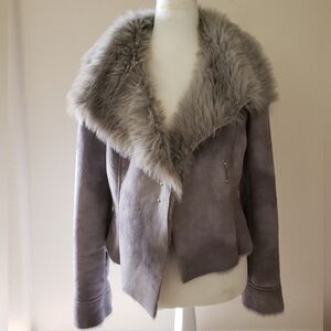 A/X faux shearling grey shawl jacket S